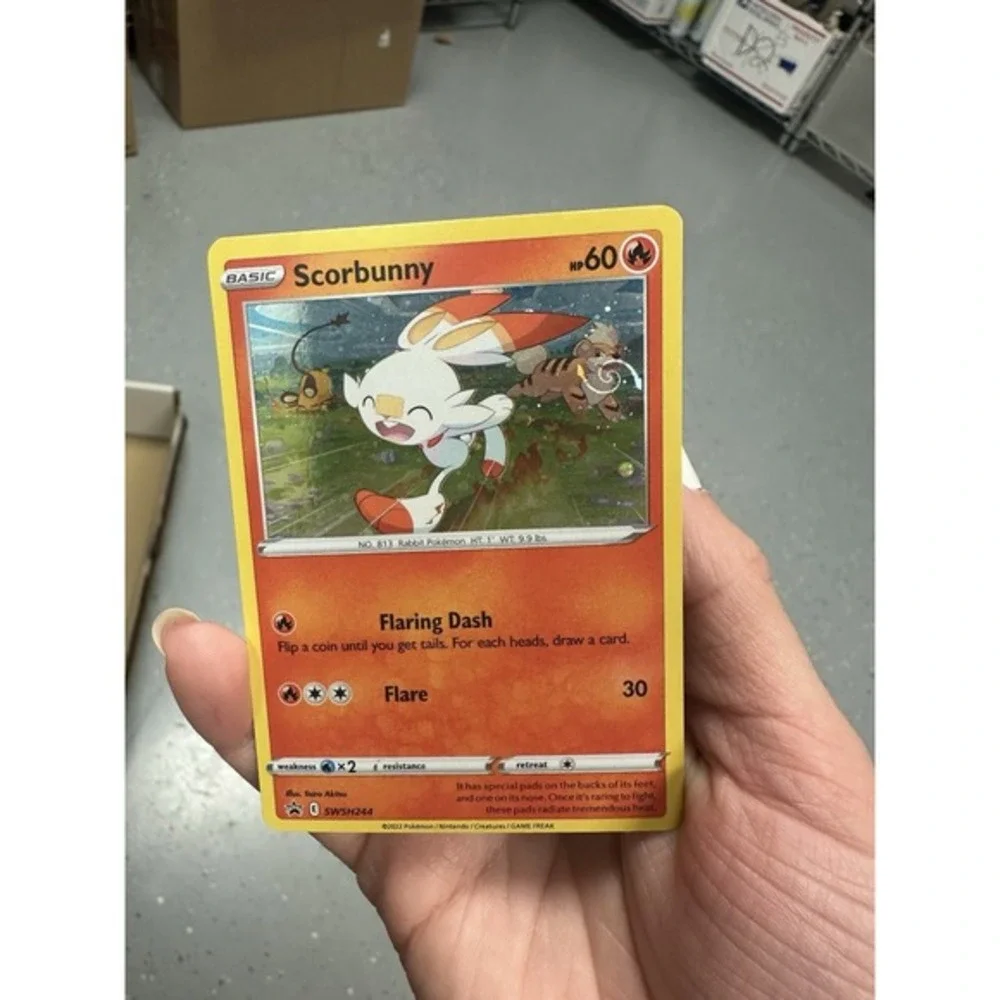 Scorbunny Black Star Cosmos Promo SWSH244 MEW HD Galaxy Swirl FART 🌀 Pokemon LP